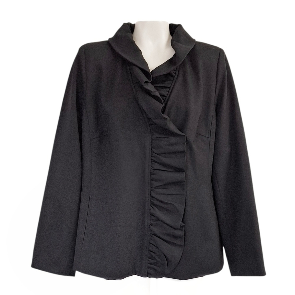INC International Concepts Black Ruffle Blazer Formal Professional XL
